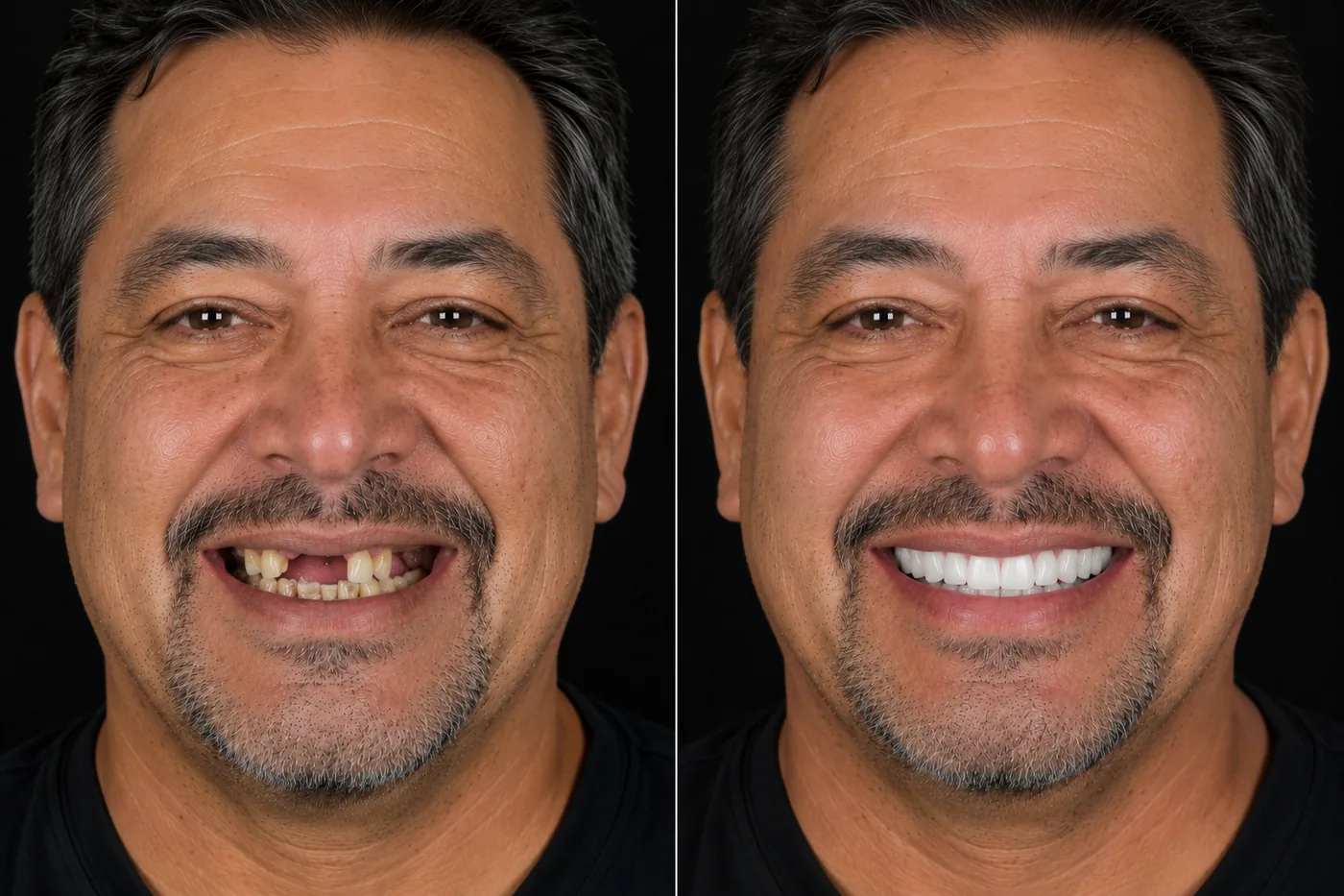 Before and after — All-on-6 Upper Arch — ID Wellness Dental Newark NJ