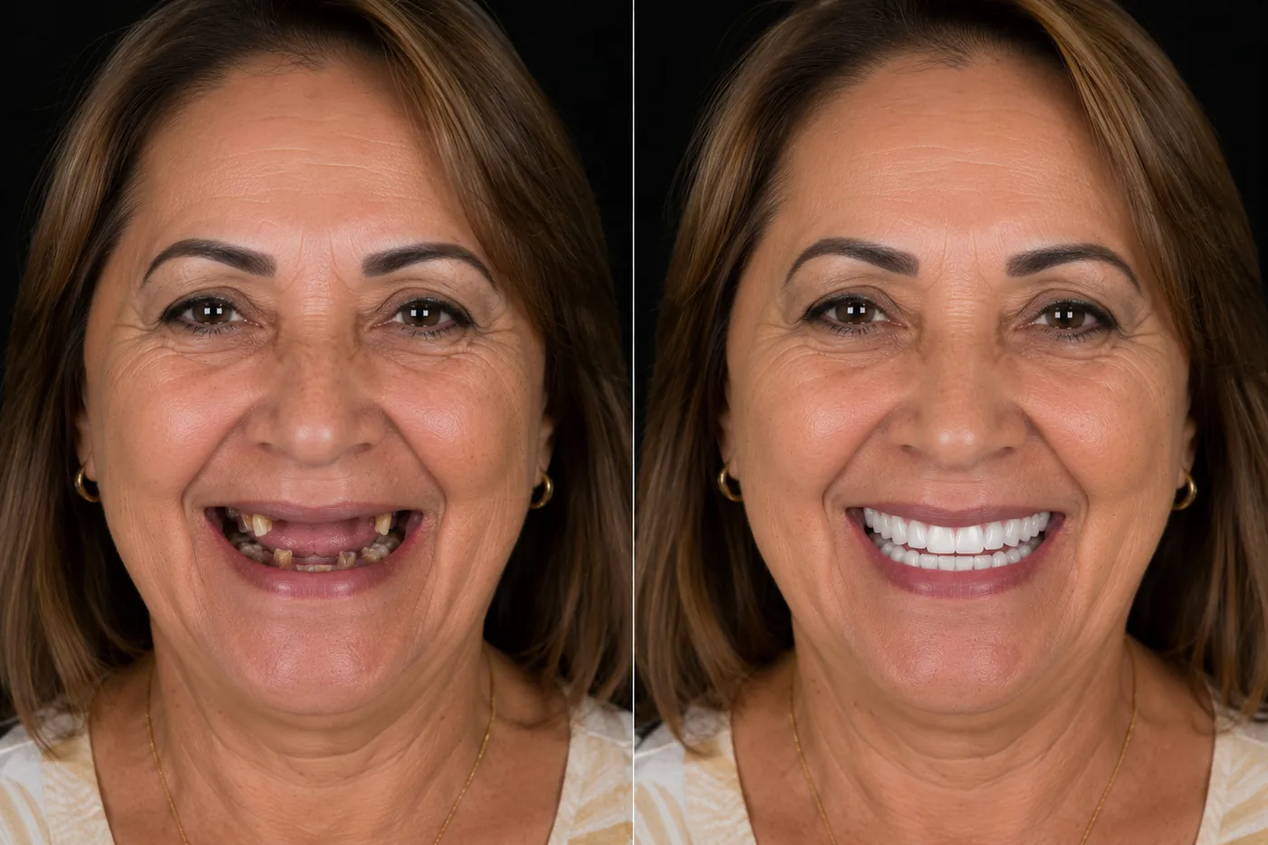 Before and after — Full Mouth Rehabilitation — ID Wellness Dental Newark NJ